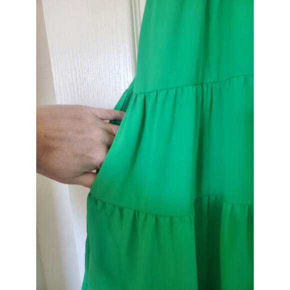 Amanda Uprichard Nicolia Grass Green Sleeveless Tiered Ruffle Mini Dress, Small - Picture 7 of 13